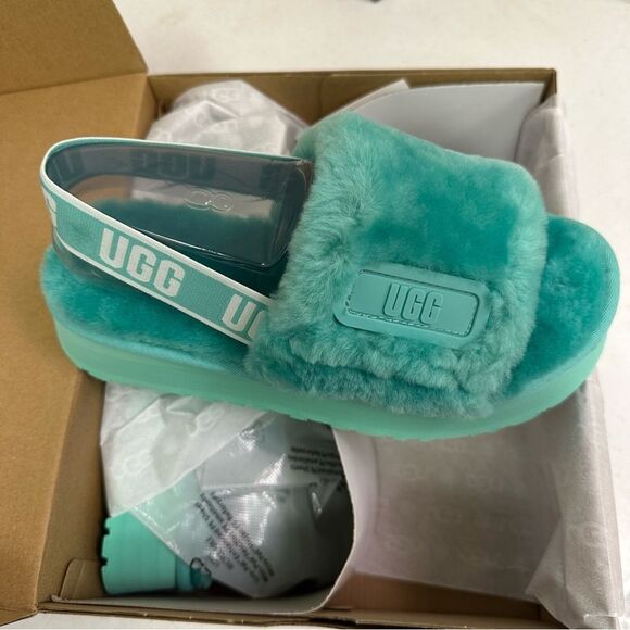 New Ugg Disco Slide Flatform Platform Sandal Slippers Tidepool Teal Mint - Picture 2 of 6